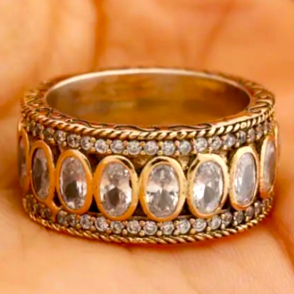 - Sundance Herkimer Diamond & 14k Gold Plated Handcrafted Ring Size 7 1/2…